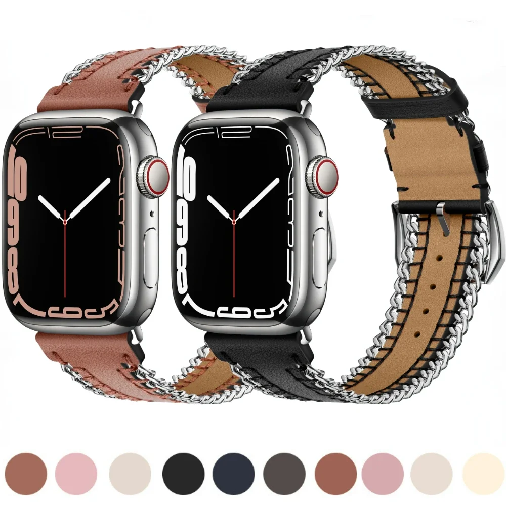 Leather Strap for Apple Watch Band 49mm 45mm 41mm 44mm 40mm 42mm 38mm Bracelet iWatch Series Ultra 9 8 7 6 5 4 3 SE 2 Watchband 
Leather Strap for Apple Watch Band 49mm 45mm 41mm 44mm 40mm 42mm 38mm Bracelet iWatch Series Ultra 9 8 7 6 5 4 3 SE 2 Watchband