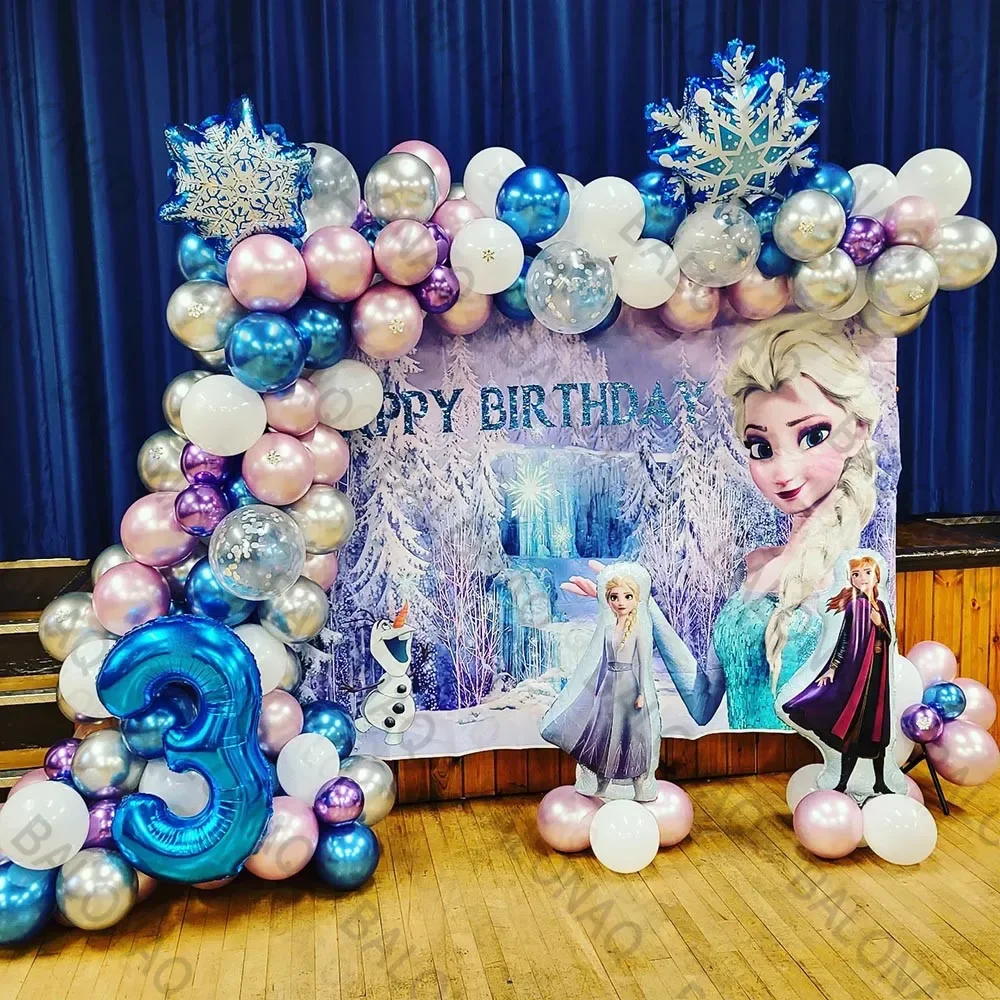 

92pcs Frozen Theme Balloons Garland Arch Kit Snowflake Elsa Olaf Foil Globos Girls Birthday Party Baby Shower Decoration Global