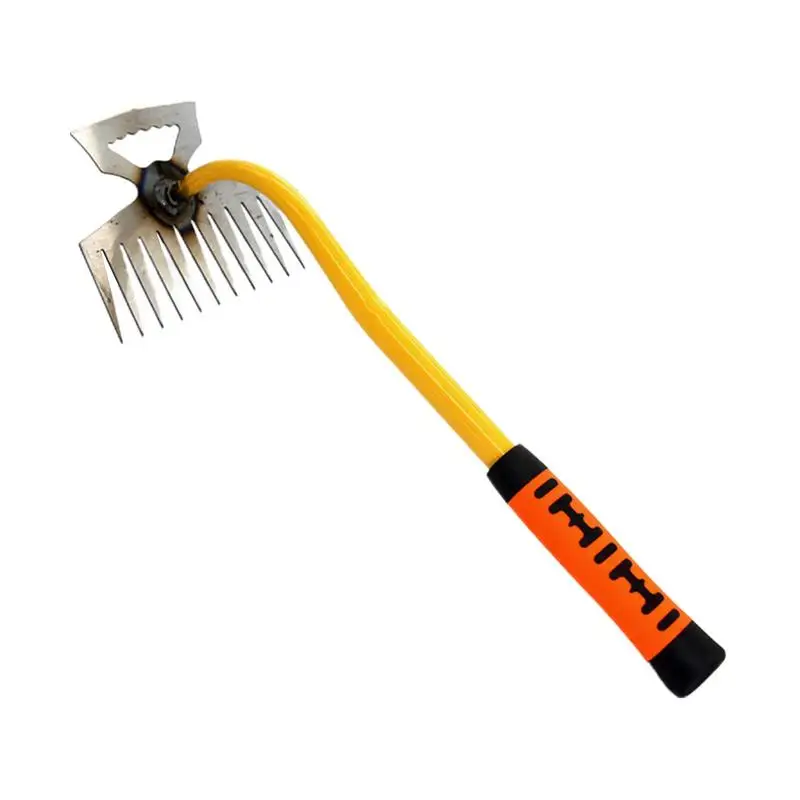 

Инструмент для вытаскивания травы, двойного назначения Лопата для удаления корней газона, 11 зубьев, садовый инструмент с длинной ручкой