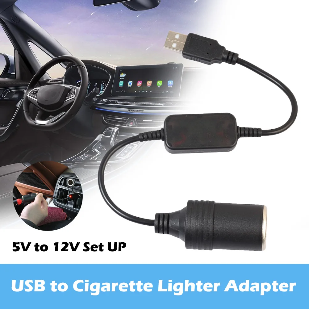 

Car Cigarette Lighter Socket Female Power Cord Car Converter Adapter Wired Controller USB Port 5V To 12V For Dash Cam DVR