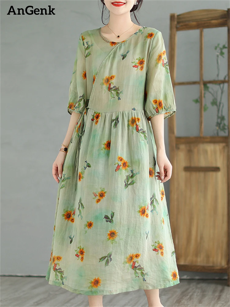 Summer Vintage Print Floral Dresses For Women 2023 New Casual Loose Long Breathable Art Dress Office Lady Work Elegant Clothing
Summer Vintage Print Floral Dresses For Women 2023 New Casual Loose Long Breathable Art Dress Office Lady Work Elegant Clothing