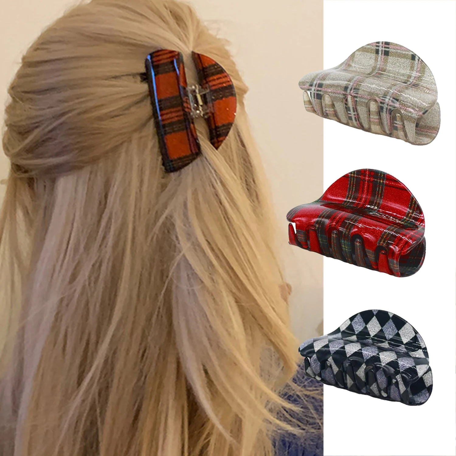 Sweet Shell Shape Acetate Plaid Hair Claw Girls High Quality Chic Barrettes Hair Clips Vintage Semicircle Hair Accessories
Sweet Shell Shape Acetate Plaid Hair Claw Girls High Quality Chic Barrettes Hair Clips Vintage Semicircle Hair Accessories