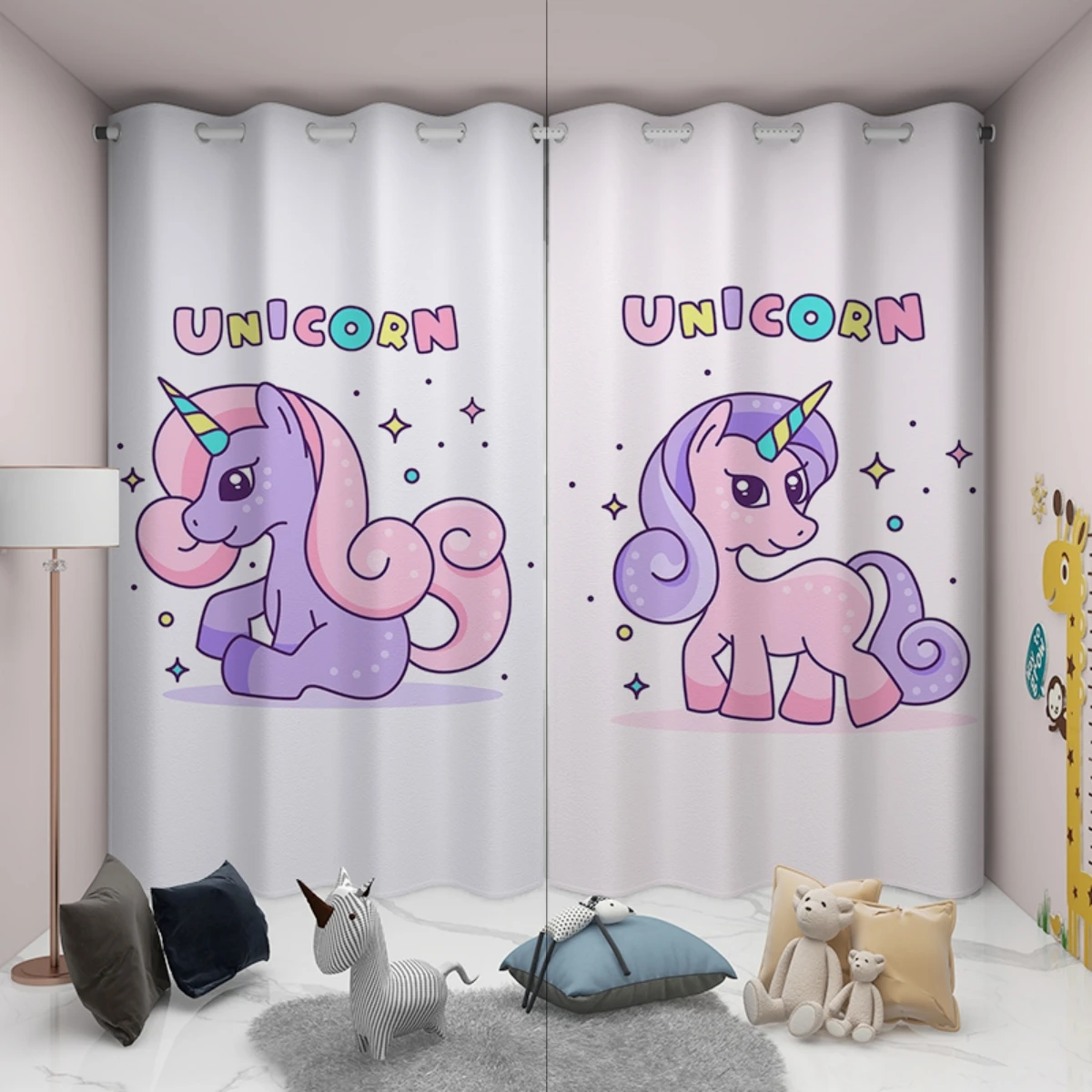 Custom Cartoon Curtain 90% Blackout Cartoon Unicorn Girl Children's Room New Unicorn Little Girl Bedroom Perforated Drape 2Pcs
Custom Cartoon Curtain 90% Blackout Cartoon Unicorn Girl Children's Room New Unicorn Little Girl Bedroom Perforated Drape 2Pcs