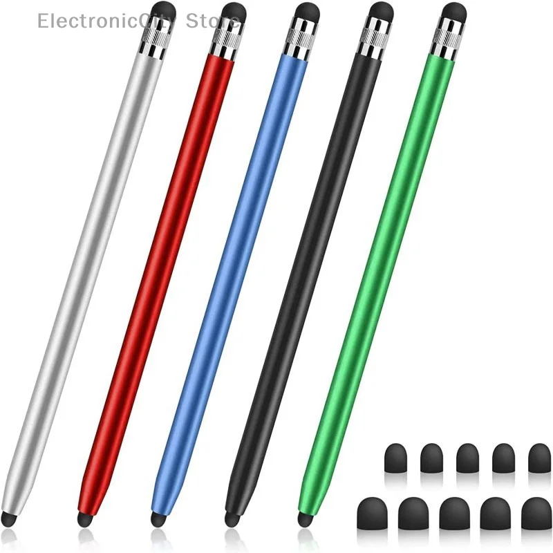 

High Quality Universal Pencil Double Silicon Head Touch Capacitive Screen Stylus Caneta Capacitive Pen For Tablet Smartphone