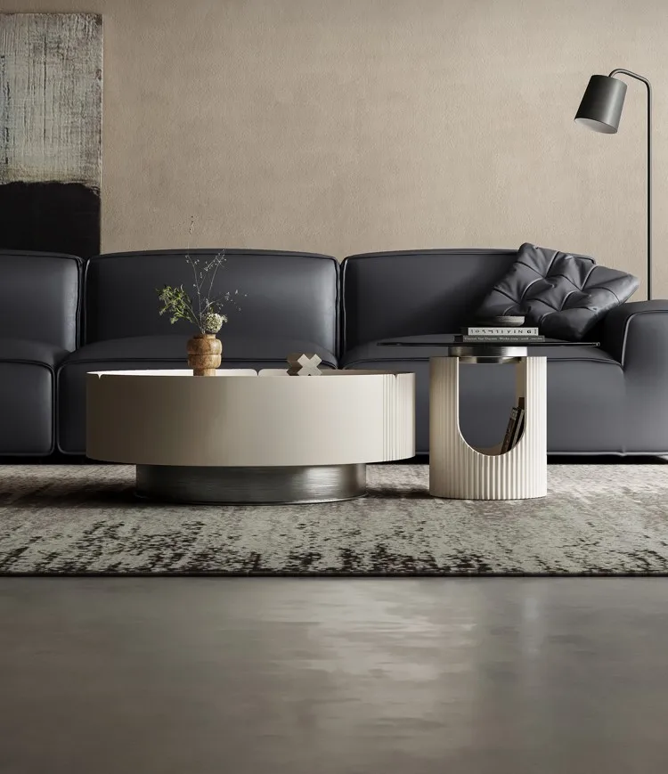 

Итальянский минималистичный круглый журнальный столик, для гостиной, домашнего размера, простой современный высококлассный журнальный столик с рок-тарелкой