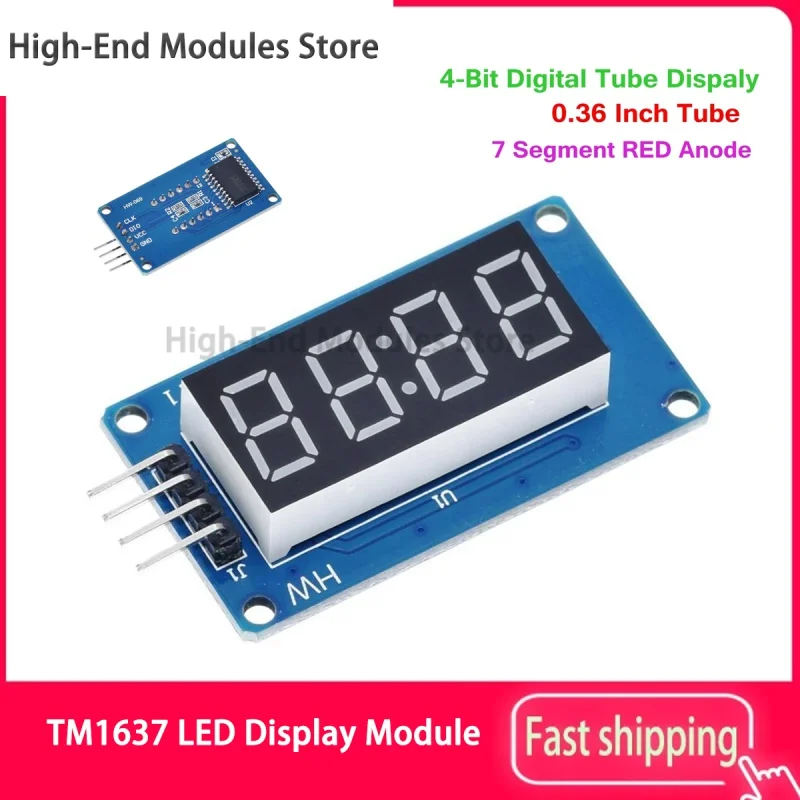 

Модуль дисплея TM1637 для Arduino, 7 сегментов, 4 бита, 0,36 дюйма, часы, красная анодная цифровая трубка, четыре серийных драйвера, Детская плата