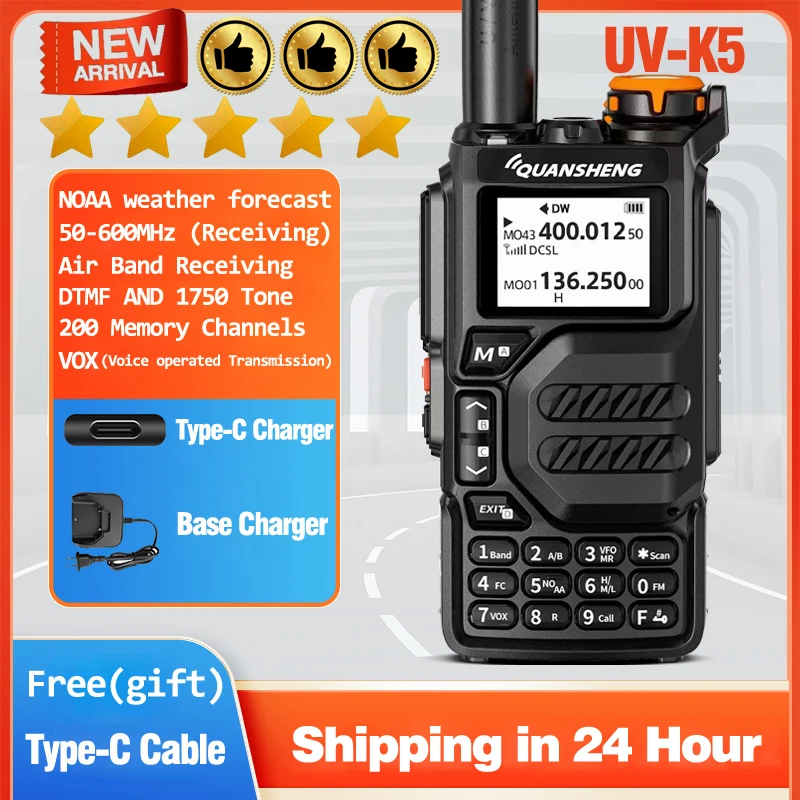Quansheng Walkie Talkie UV-K5 Long Range Air Dual-Band 2-Way Radio 5W High Power 1600mAh Portable 128 Channel Free TPYE-C Cable
Quansheng Walkie Talkie UV-K5 Long Range Air Dual-Band 2-Way Radio 5W High Power 1600mAh Portable 128 Channel Free TPYE-C Cable