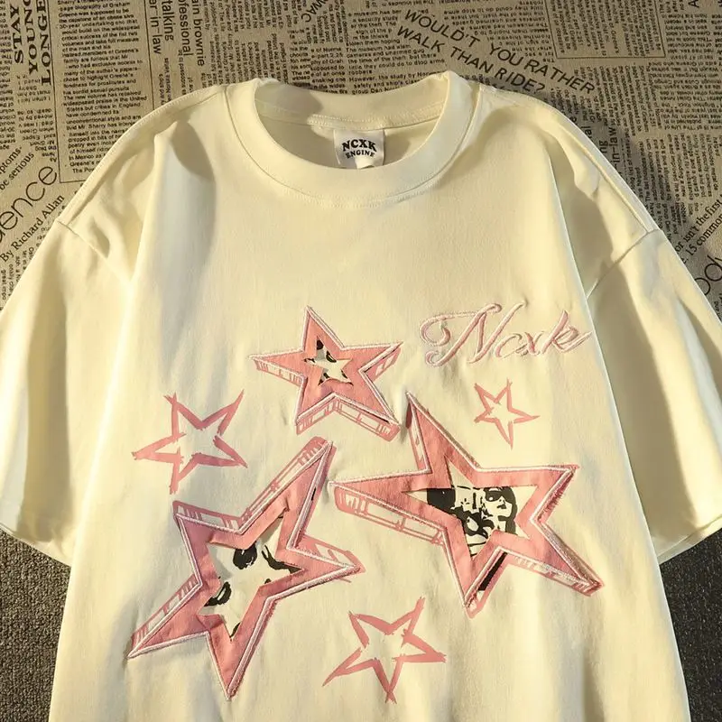 American Retro Trendy Brand Niche Design Star Loose Casual Pure Cotton Short Sleeved T-shirt for Men and Women Summer Couple Top
American Retro Trendy Brand Niche Design Star Loose Casual Pure Cotton Short Sleeved T-shirt for Men and Women Summer Couple Top