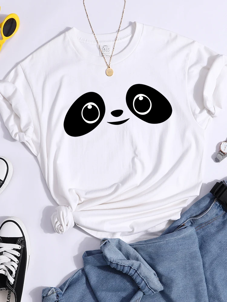 

Tshirts Cute Panda Face T Shirts for Women 2022 New Summer Rock Streetwear T-Shirt Female Oversize Harajuku Plus Size Tops Gifts