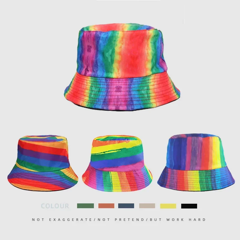 Rainbow Fisherman Hat Spliced Flat Top Versatile for Men and Women's Outgoing Sunshade Hat Basin Hat Double Sided Wearable Hat
Rainbow Fisherman Hat Spliced Flat Top Versatile for Men and Women's Outgoing Sunshade Hat Basin Hat Double Sided Wearable Hat