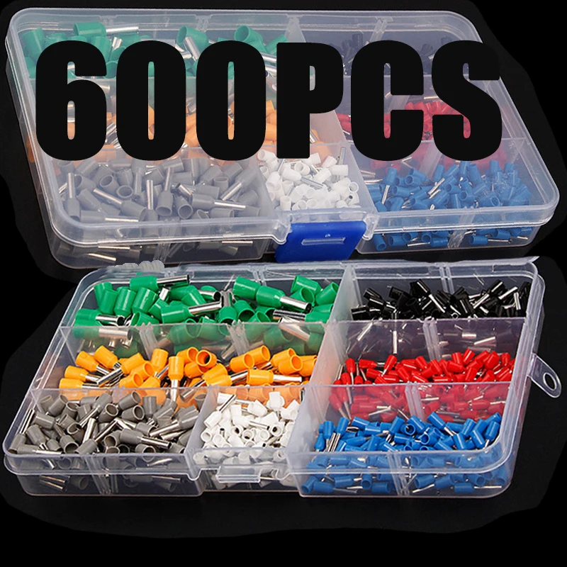 600Pcs/Set AWG 22 - 14 Insulated Cord Pin End Terminal Bootlace Ferrules Set Wire Copper Crimp Connector Assortment Kit
600Pcs/Set AWG 22 - 14 Insulated Cord Pin End Terminal Bootlace Ferrules Set Wire Copper Crimp Connector Assortment Kit