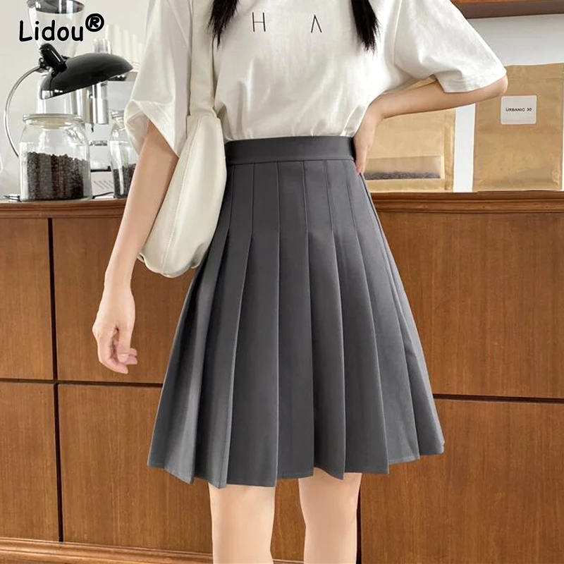 

Women's Clothing Preppy Style Young Style Fashion Casual Office Lady Loose High Waist Solid Simplicity Thin Summer Mini Skirts