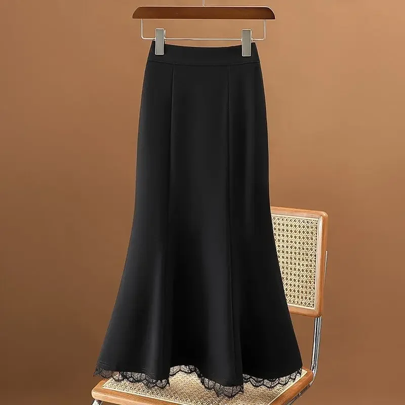 

Новинка 2023, осенне-зимняя элегантная полуюбка с высокой талией, Женская облегающая юбка-годе средней длины, обтягивающая бедра C66
