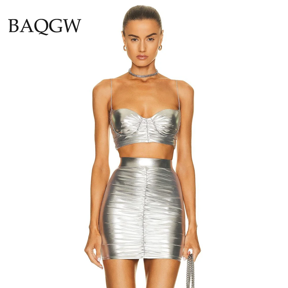 Summer Women's PU 2-Piece Fashionable Sexy Pleated Suspender Crop Top+Miniskirt Pair with Streetwear Tight Party Matching Set
Summer Women's PU 2-Piece Fashionable Sexy Pleated Suspender Crop Top+Miniskirt Pair with Streetwear Tight Party Matching Set
