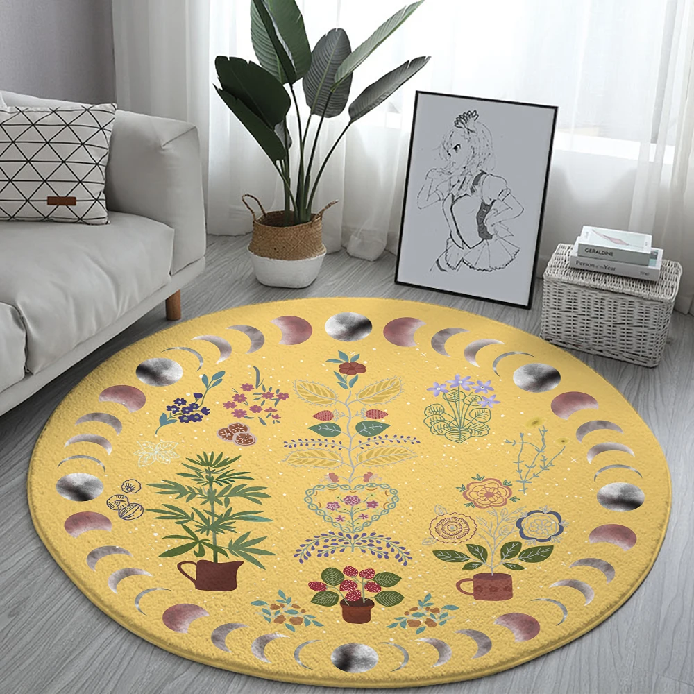 Moon Phase Flower Round Rugs House Sofa Carpet Home Living Room Bedroom Bathroom Floor Mats Print Decorate Carpet
Moon Phase Flower Round Rugs House Sofa Carpet Home Living Room Bedroom Bathroom Floor Mats Print Decorate Carpet