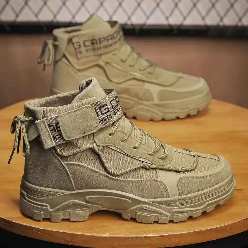 

Autumn Men Boots Outdoor Tactical Military Combat Boots Fashion Lace Up Platform Booties Light Non-slip Men Desert Ankle Boots