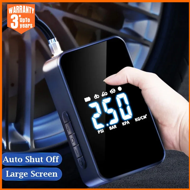 Rechargeable Air Pump with Big Screen Electric Wireless/Wired Portable Tire Inflator Pump Compressor for Cars Bicycle
Rechargeable Air Pump with Big Screen Electric Wireless/Wired Portable Tire Inflator Pump Compressor for Cars Bicycle