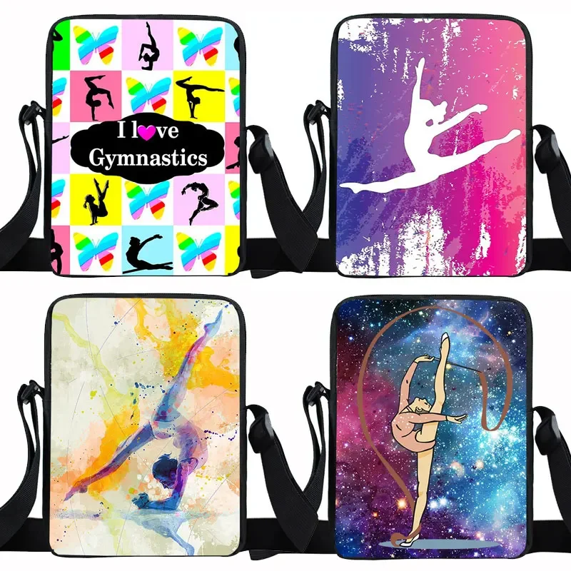 

Gracefully Gymnastics Art Messenger Bag Women Handbags Portable Ladies Gymnast Portable Bookbag Small Satchel Shoulder Bags Gift