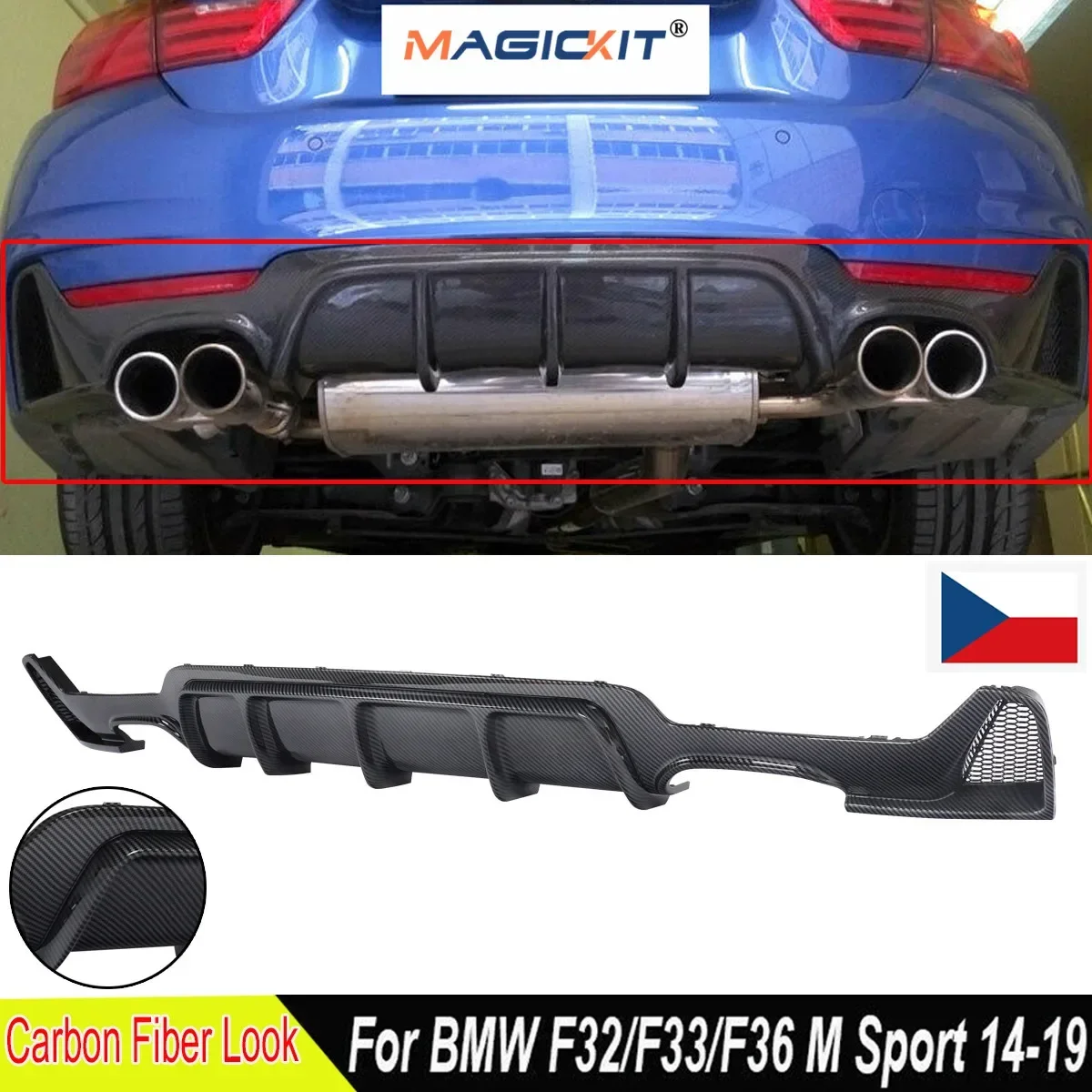 Диффузор для заднего бампера MagicKit для BMW F32 F33 435i M Tech Quad Out 2014-2018 Carbon Style
Диффузор для заднего бампера MagicKit для BMW F32 F33 435i M Tech Quad Out 2014-2018 Carbon Style