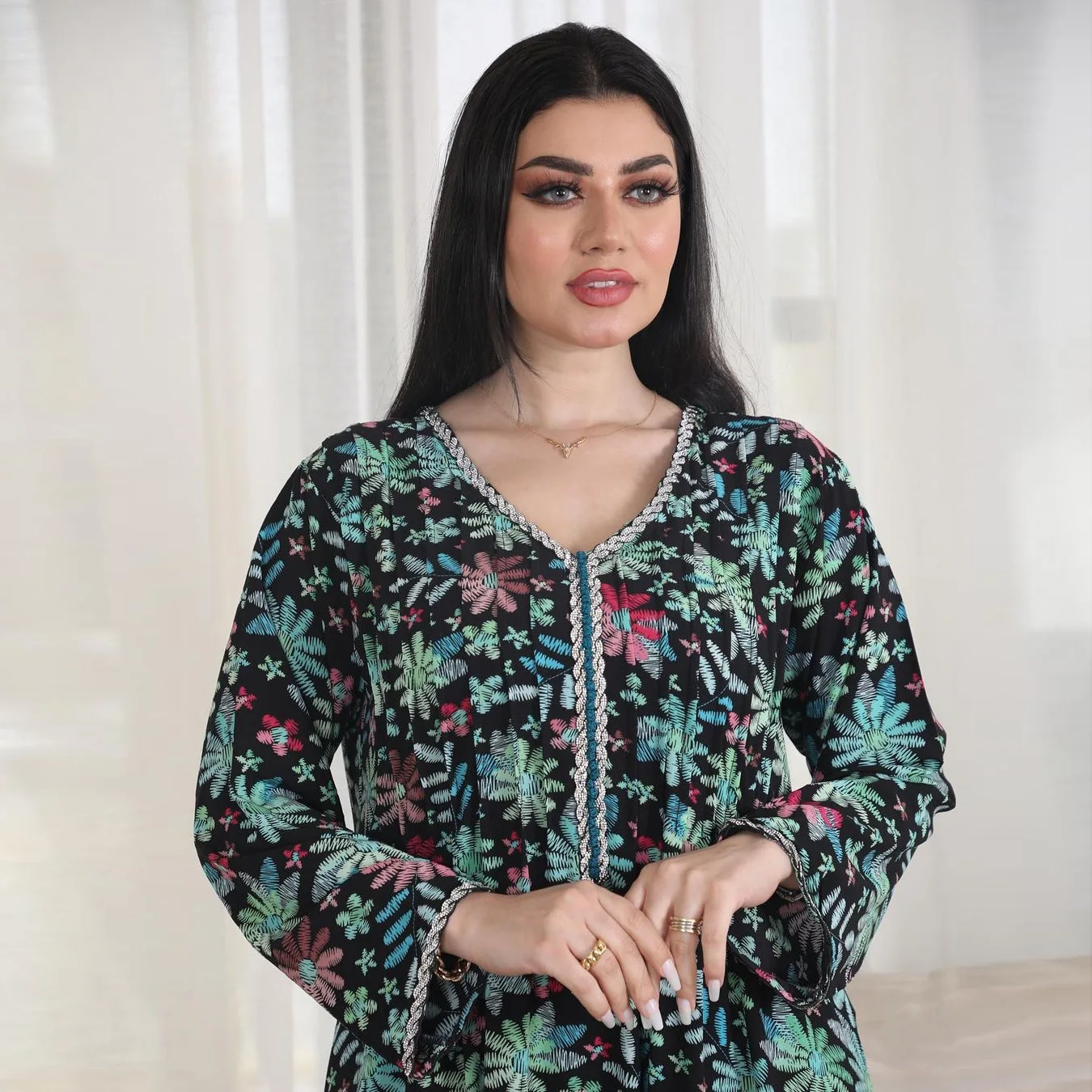 فستان عباية إسلامية للنساء ، مطبوع بالورود ، الماس ، الجلابية ، فساتين حفلات المغرب ، قفطان إسلام فيستدوس ، رداء عربي طويل ، دبي فستان عباية إسلامية للنساء ، مطبوع بالورود ، الماس ، الجلابية ، فساتين حفلات المغرب ، قفطان إسلام فيستدوس ، رداء عربي طويل ، دبي