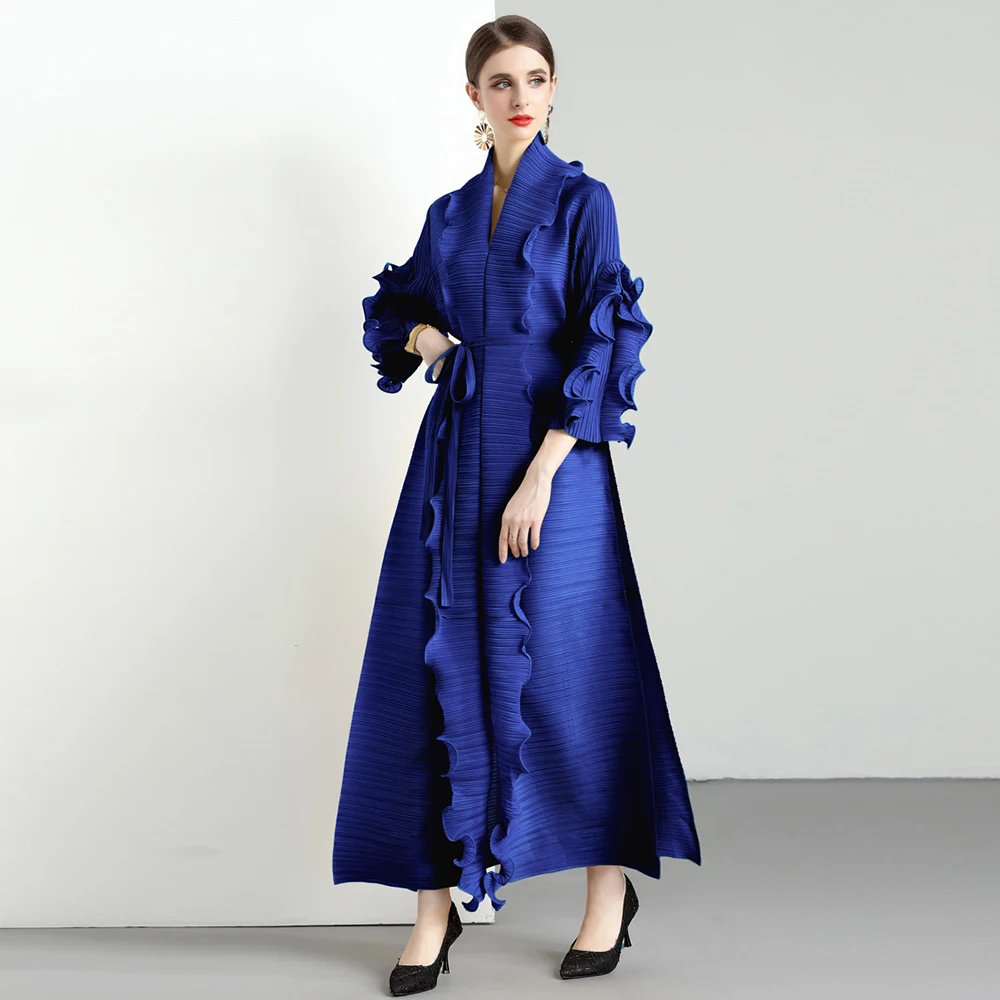 Miyake Pleated Formal Dress of Women Autumn Solid Collar Casual Ruffles Fashion Coat Long Dress Loose Evening Party Dress M9436
Miyake Pleated Formal Dress of Women Autumn Solid Collar Casual Ruffles Fashion Coat Long Dress Loose Evening Party Dress M9436