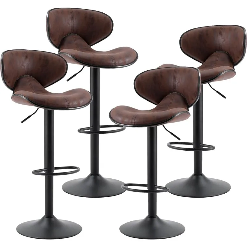 

SUPERJARE Bar Stools Set of 4 - Adjustable Barstools with Back and Footrest, Counter Height Bar Chairs for Kitchen, Pub