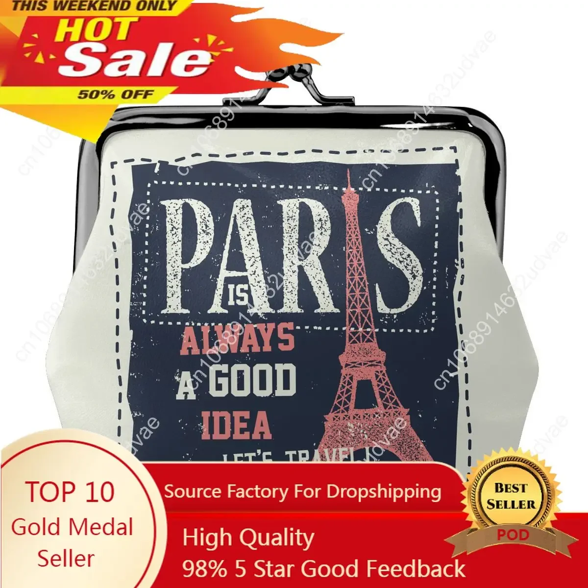 

Coin Purse Vintage Paris France Touristic Greeting Card Women Mini Pouch Female Pouch Key Card Holder Wallet