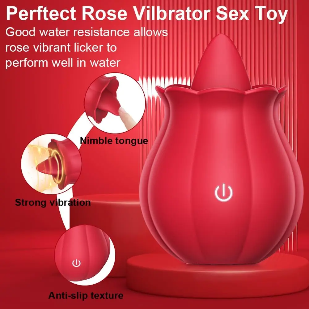 Rose-Vibromasseur Sex Toys pour femmes, 10 continents de léchage de langue, ventouse de clitoris anal et de point G, machine 7. 0 18, jouets pour adultes 3