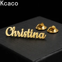 Customized Name Brooch Stainless Steel Letter Lapel 2Pins Badges Nameplate Brooches Personalized Women Men Daily Jewellery Gifts