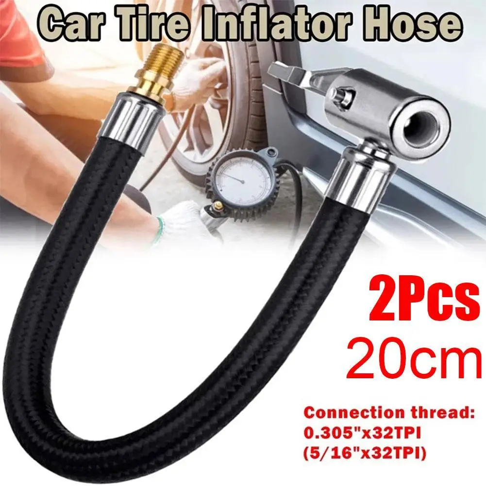 

2pcs Car Tire Air Inflator Hose Inflatable Pump Extension Tube Adapter Twist Tyre Connection Locking Air Chuck Bike Motorcycle