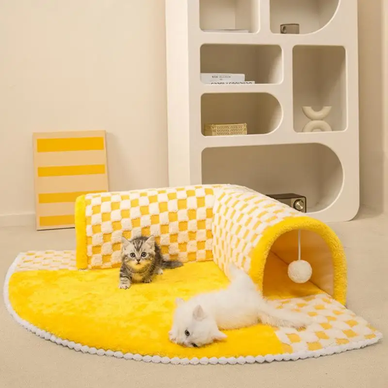Cat Tunnel Bed Cozy and Warm 2 In 1 Fluffy Cat Bed with Tunnel 2 White Plush Balls Interactive Pet Cave Non-slip Bottom
Cat Tunnel Bed Cozy and Warm 2 In 1 Fluffy Cat Bed with Tunnel 2 White Plush Balls Interactive Pet Cave Non-slip Bottom