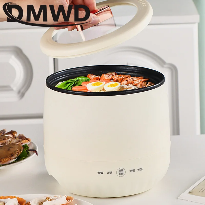 

DMWD Multifunctional Electric Rice Cooker Hotpot Soup Porridge Stew Shabu Non-stick Ceramic Pot Food Meal Steamer Heater 1.8L