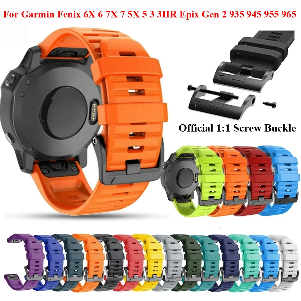 

26 22mm Quickfit Silicone Watchband Strap For Garmin Fenix 7X 5X 6X EPIX Gen 2 Wristband For Fenix 7 6 5 955 965 Tactix 7 Watch