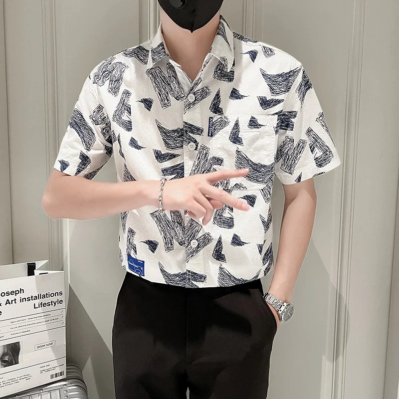 Contrast Colors New High Elasticity Seamless Short Sleeve Shirts Men Slim Social Casual Business Formal Print Dress Shirt E122
Contrast Colors New High Elasticity Seamless Short Sleeve Shirts Men Slim Social Casual Business Formal Print Dress Shirt E122