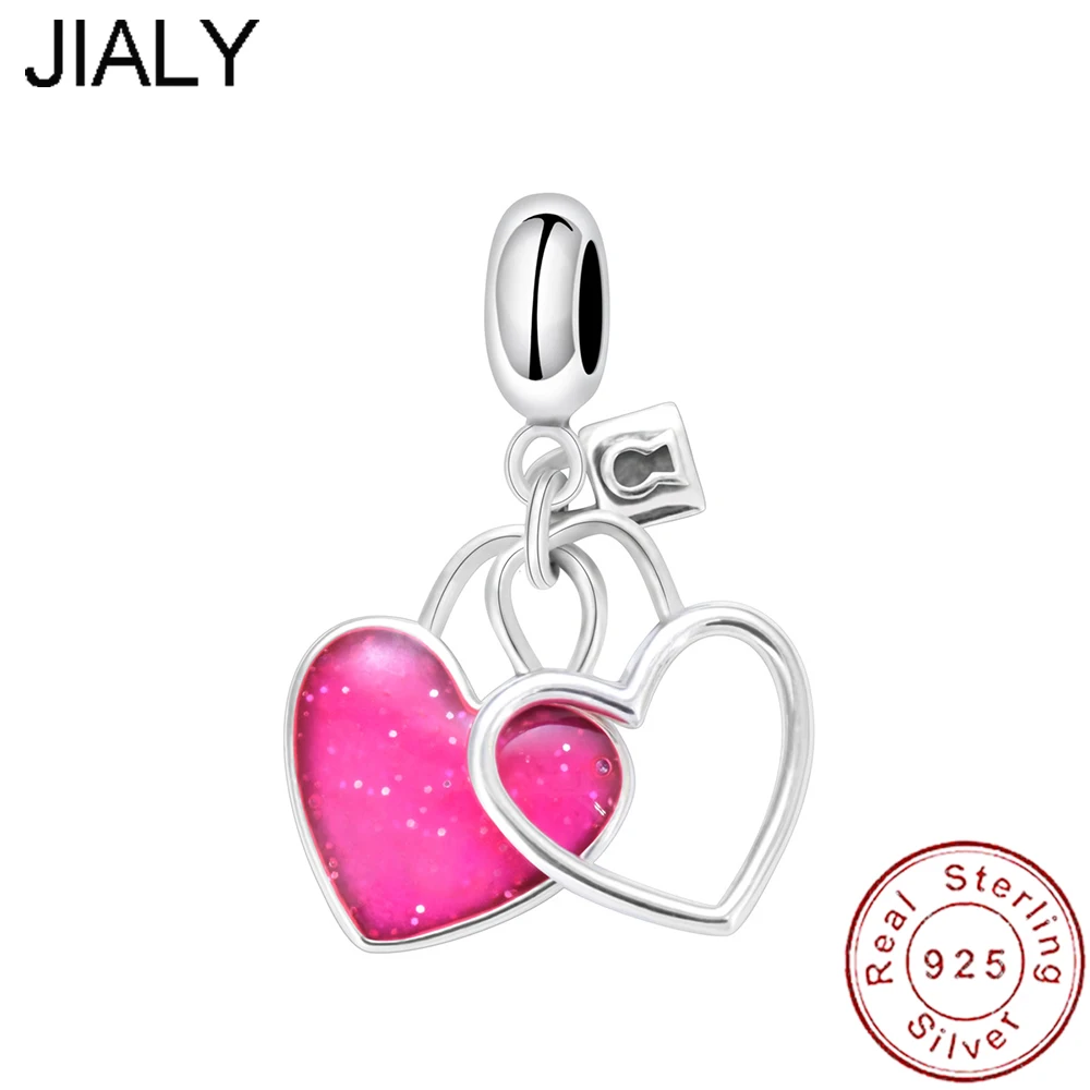 

Европейский кулон из стерлингового серебра S925 с розовым замком в виде сердца, подвеска «сделай сам», Шарм-бусина для оригинальных женщин, браслет, ожерелье цепь ювелирные изделия
