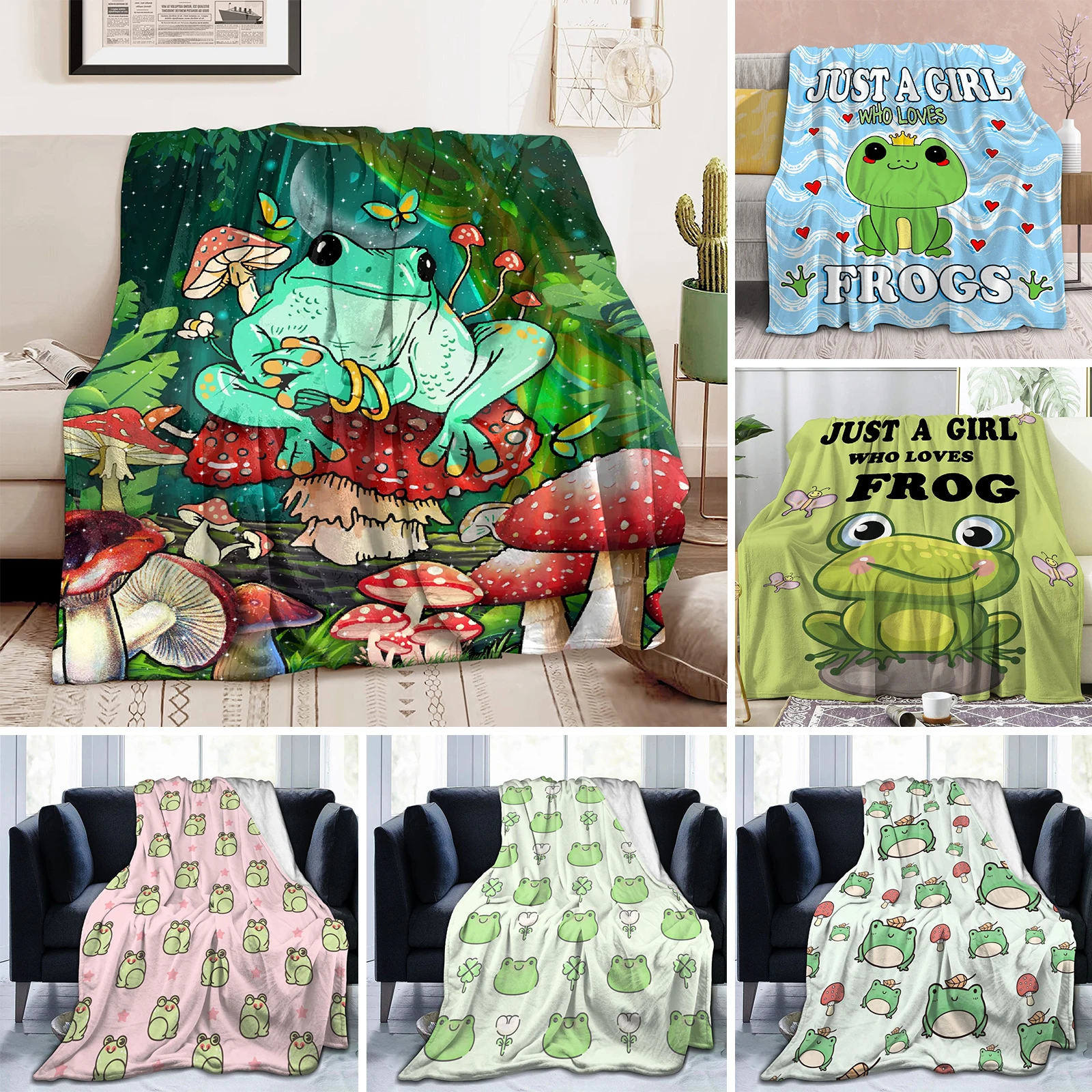 Soft Throw Blanket Mushroom Frog Comfy Fluffy Quilt for Bed Couch Sofa Living Room Picnic Suitable All Season for Teen Home Gift
Soft Throw Blanket Mushroom Frog Comfy Fluffy Quilt for Bed Couch Sofa Living Room Picnic Suitable All Season for Teen Home Gift