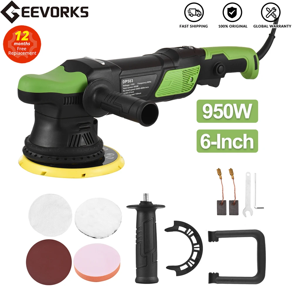 Geevorks Buffer Polisher 6-Inch 950W Automotive Polisher with Variable Speed Detailing Random Orbital Car Buffer Polisher Tools
Geevorks Buffer Polisher 6-Inch 950W Automotive Polisher with Variable Speed Detailing Random Orbital Car Buffer Polisher Tools