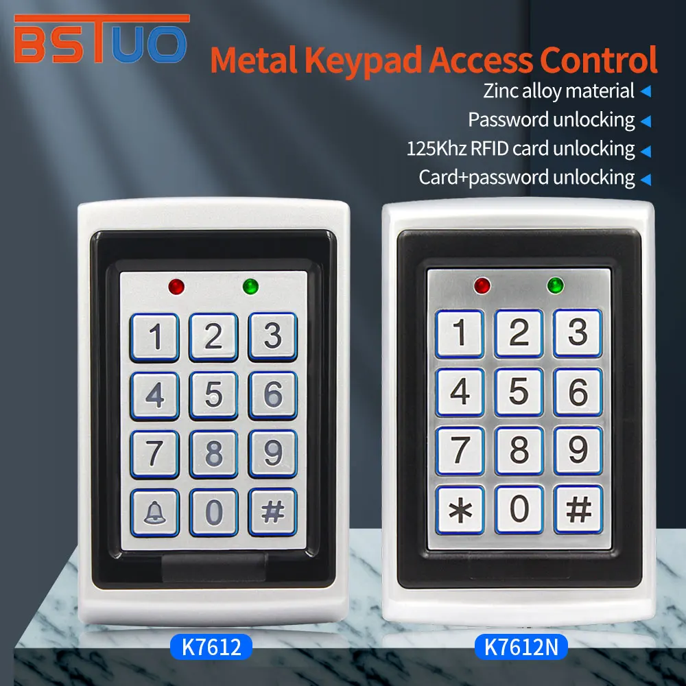 

Metal Standalone Access Controller,Wiegand Output Keypad Zinc Alloy,Card Reader with 125Khz Card Rainproof Cover WG 26/34 Reader