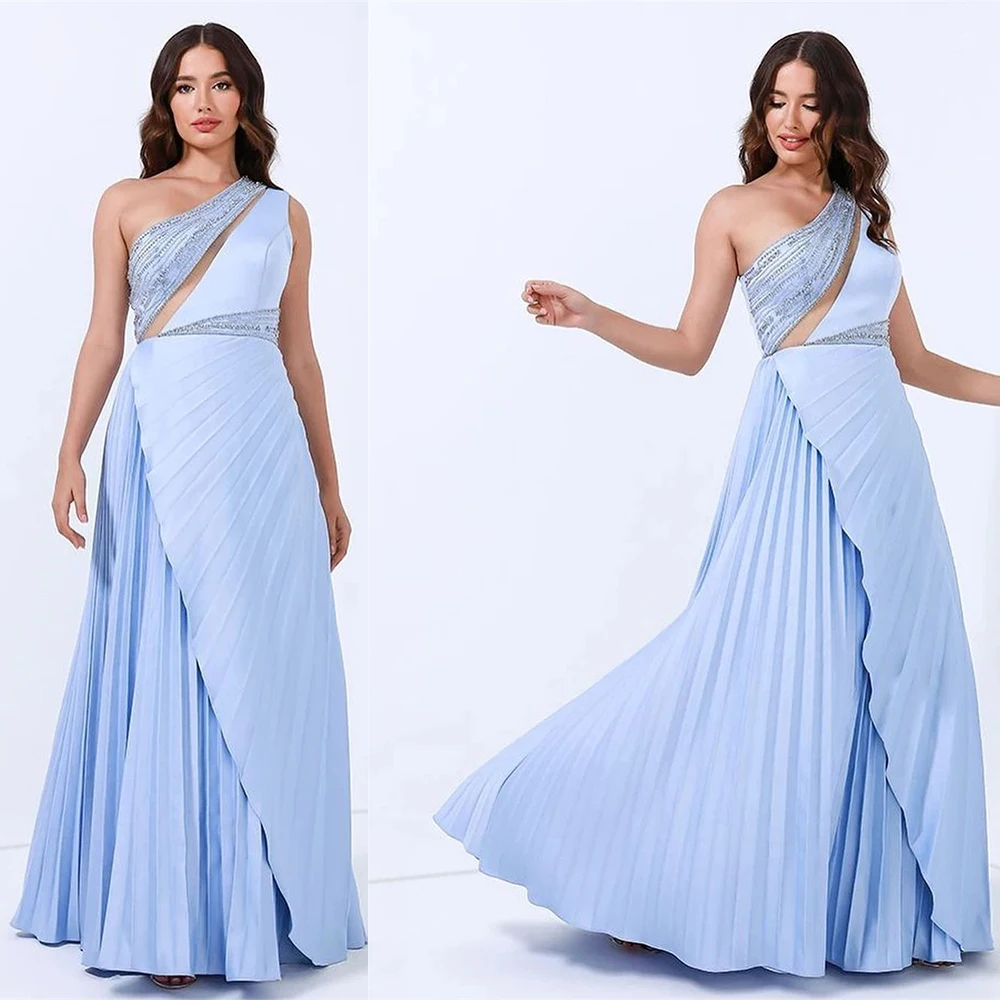 Elegant One-shoulder Prom Dresses A-line Cocktail Sequin Draped Satin Occasion Evening Gown robes de soirée 2024 فساتين سهره
Elegant One-shoulder Prom Dresses A-line Cocktail Sequin Draped Satin Occasion Evening Gown robes de soirée 2024 فساتين سهره