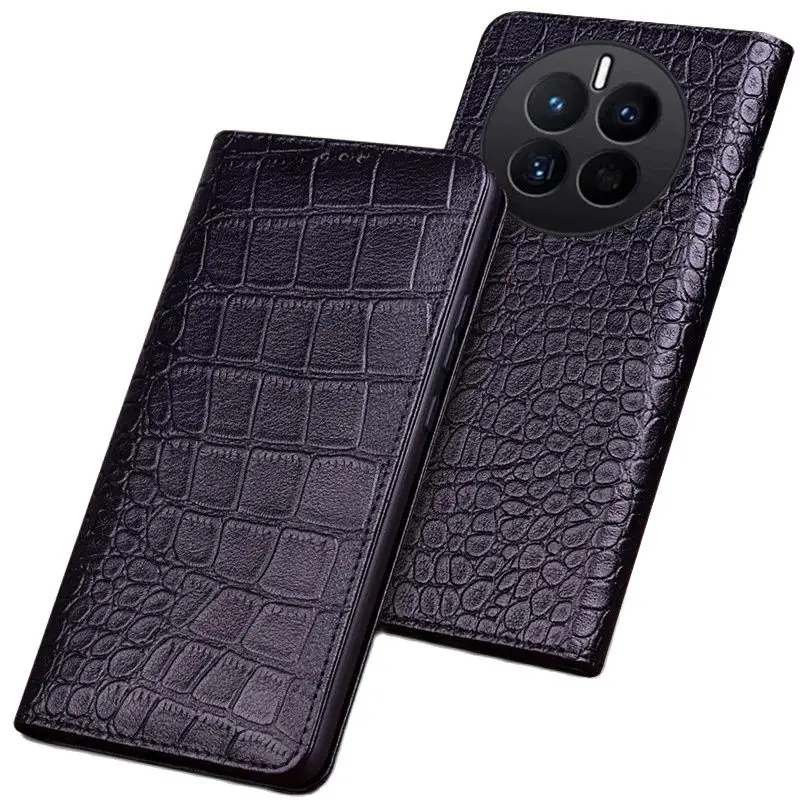 

Hot Luxury Genuine Leather Magnet Clasp Phone Cover Case For Realme Gt5 Pro Kickstand Holster Cases Protective Full Funda