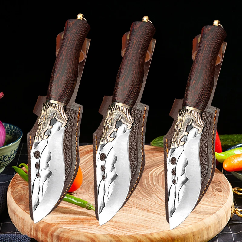 

Kitchen Meat Cleaver Forged Butcher Knife Stainless Steel Boning Peeling Knife Paring Knife Chef Slicing Cutter Fruit Knives BBQ