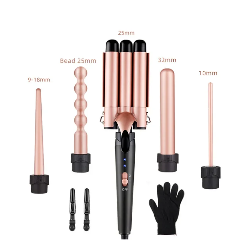 

New Convertible Head Multi-functional Curling Iron LED5 in 1 Change Tube Curling Iron Cross-border