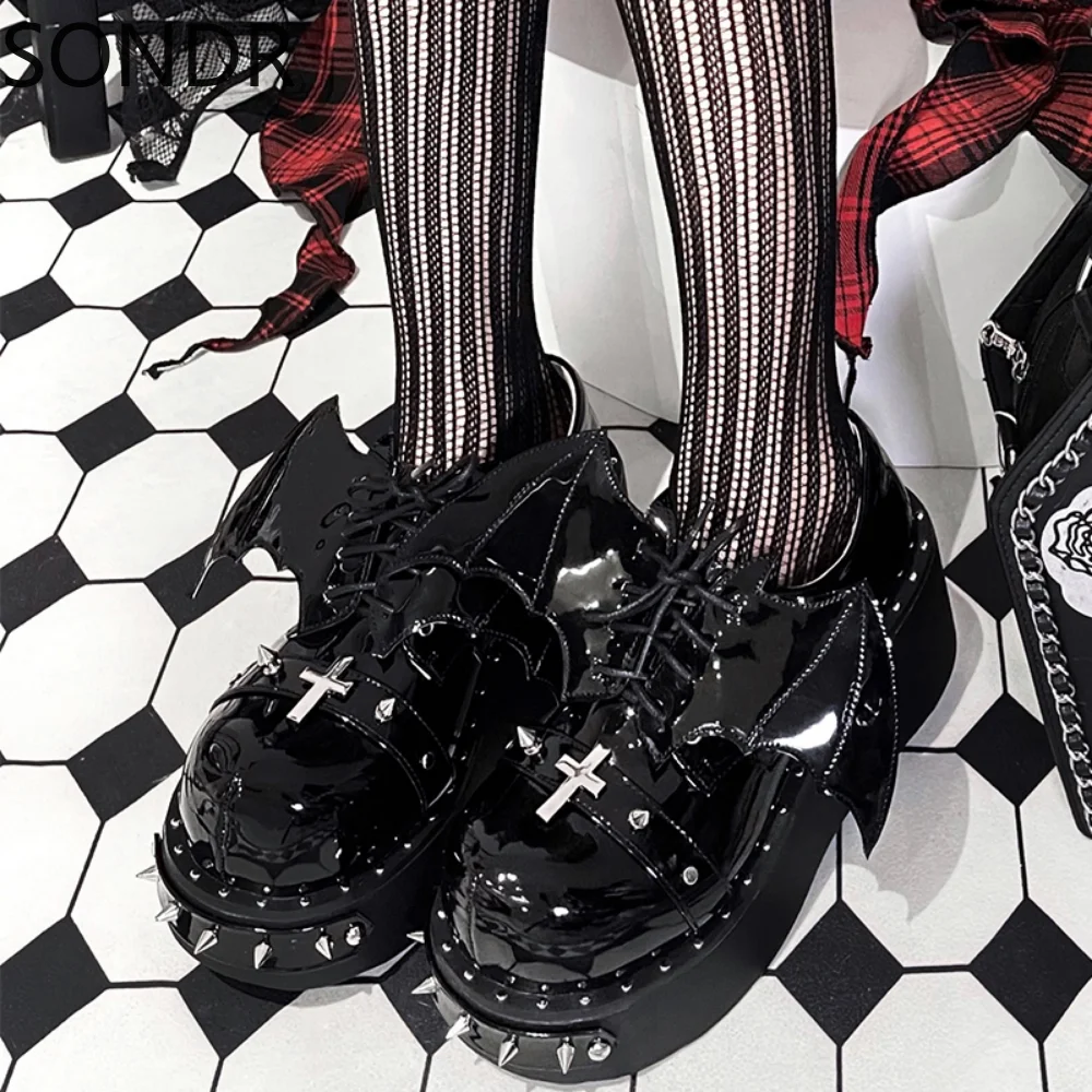 Womens Lolita Rivet Studs Buckle Round Toe Gothic Punk Pumps Japanese Harajuku Shoes Platform Wedge High Heel Creepers Dark JK
Womens Lolita Rivet Studs Buckle Round Toe Gothic Punk Pumps Japanese Harajuku Shoes Platform Wedge High Heel Creepers Dark JK