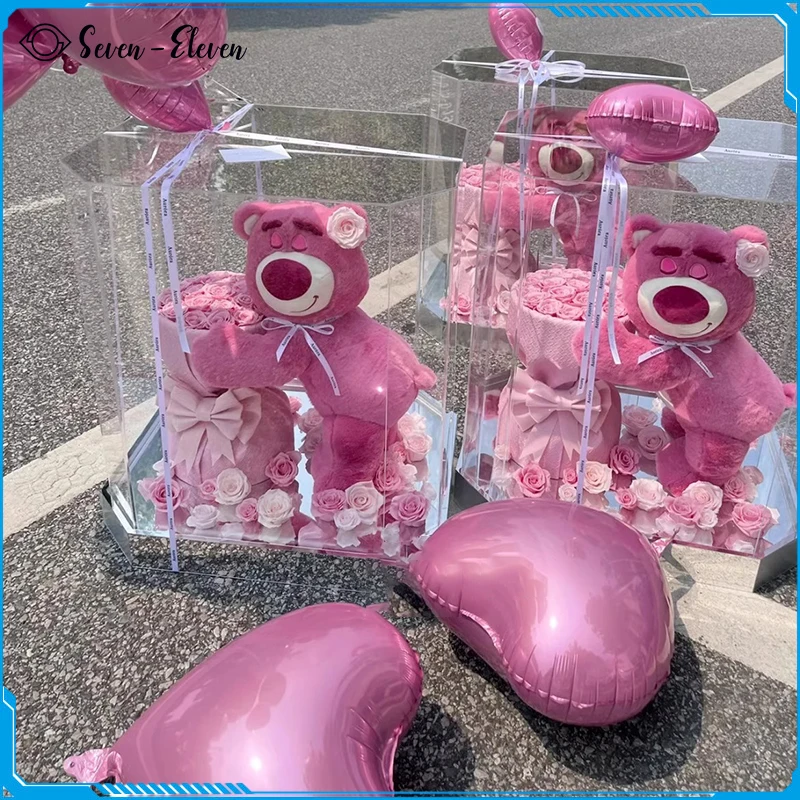 

Романтическая креативная Милая вечная роза Disney Lotso, розовый букет мыльных цветов, плюшевая кукла, подарок на день рождения, наряд на День святого Валентина