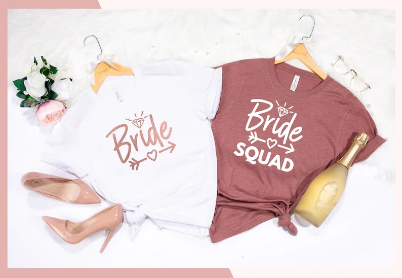 

Bride Bachelorette Party Shirts, Squad Bride Party crew Squad Party Top Tees 100% cotton bridesmaids y2k kawaii Drop Shipping