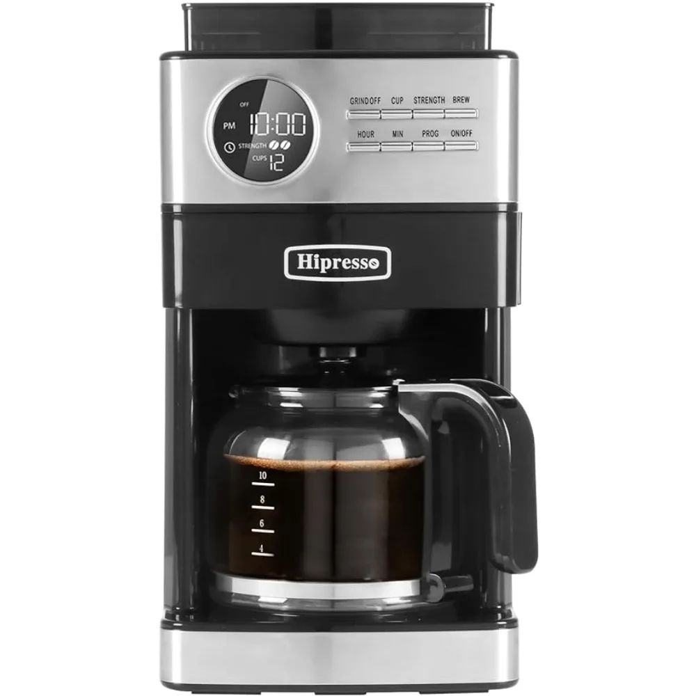 Hipresso Programmable Drip Coffee Maker with Burr Grinder,12 Cups,Black/Stainless Steel with Water
Hipresso Programmable Drip Coffee Maker with Burr Grinder,12 Cups,Black/Stainless Steel with Water