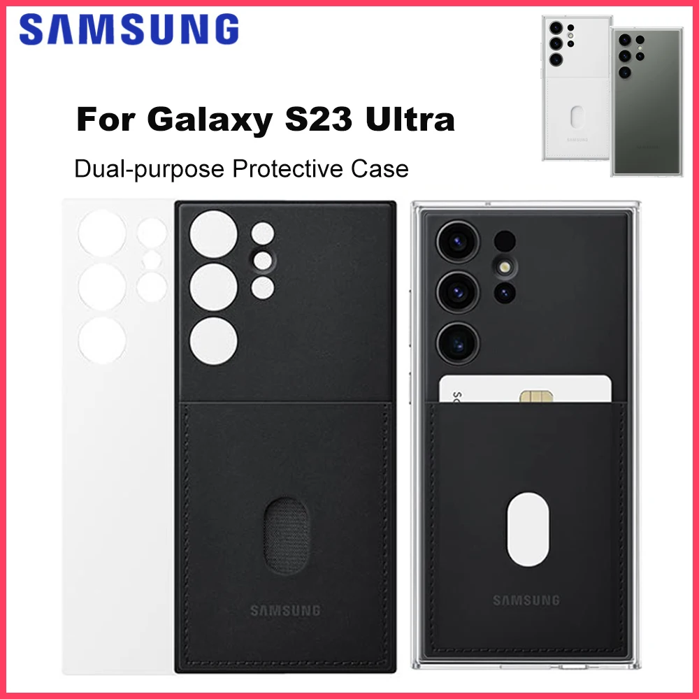 

Original Samsung Galaxy S23 Ultra Clear Slim Phone Case Dual Look Protective Cover w/2 Interchangeable Blackplates EF-MS918CBEG