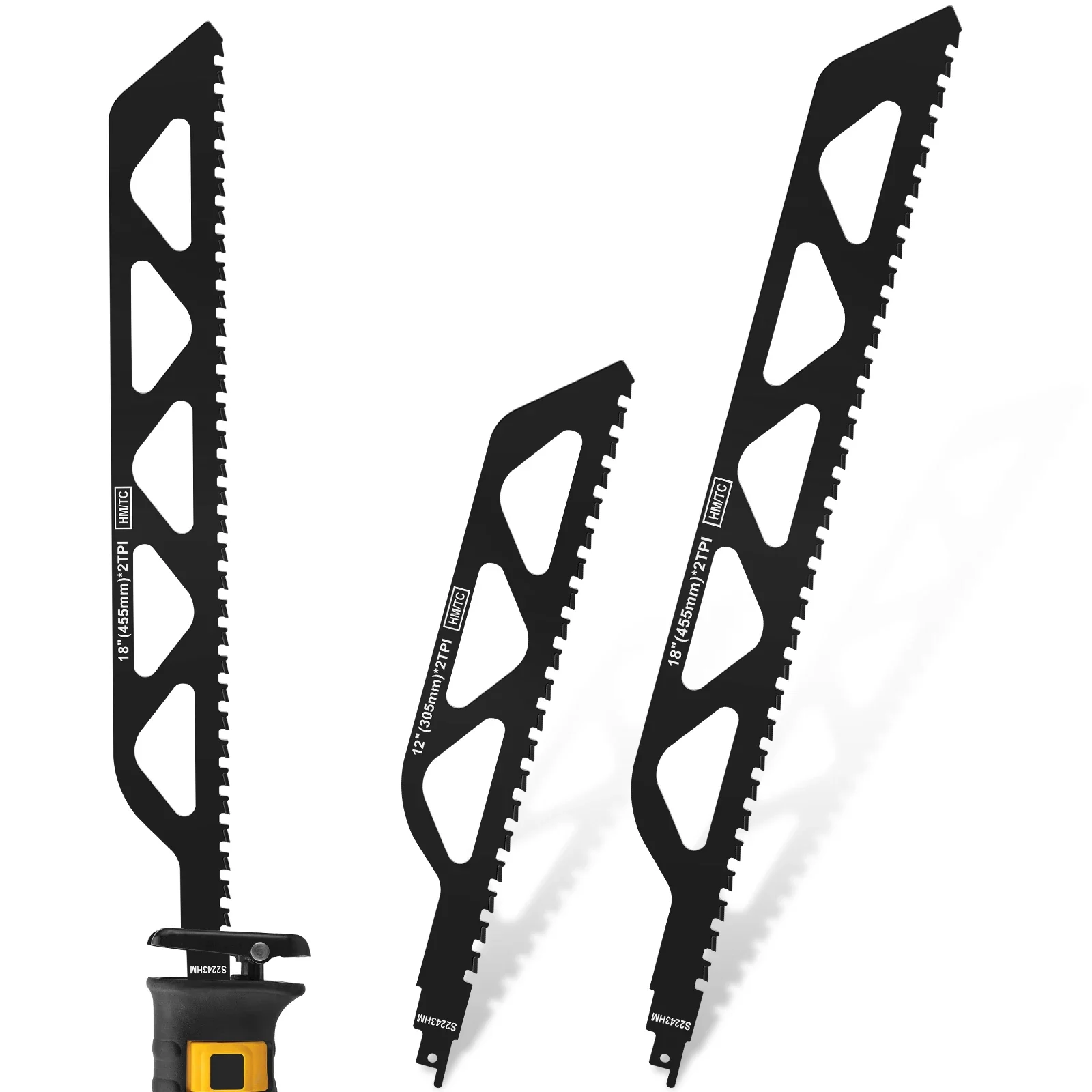 3Pcs Reciprocating Saw Blade Set 12/18inch Carbide Cutting Recip Sabre Saw Blade Demolition Masonry Saw Blade 2TPI Precise
3Pcs Reciprocating Saw Blade Set 12/18inch Carbide Cutting Recip Sabre Saw Blade Demolition Masonry Saw Blade 2TPI Precise