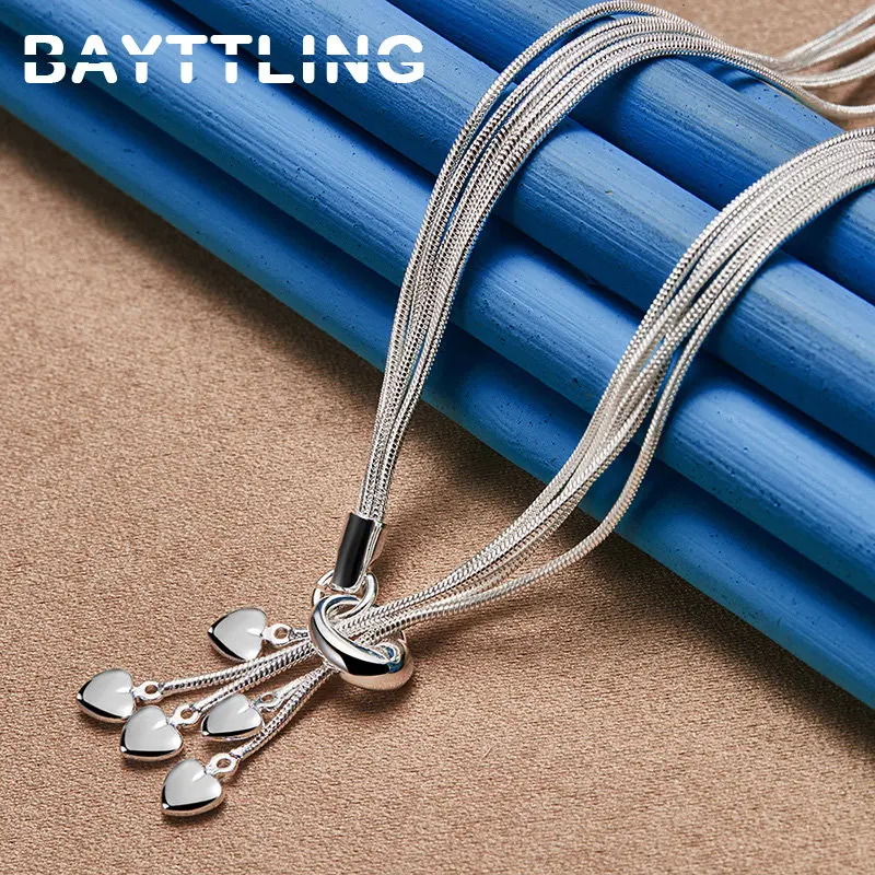 925 Sterling Silver 18 Inches Tassel Romantic Heart Necklace For Women Fashion Charm Wedding Engagement Jewelry Party
925 Sterling Silver 18 Inches Tassel Romantic Heart Necklace For Women Fashion Charm Wedding Engagement Jewelry Party