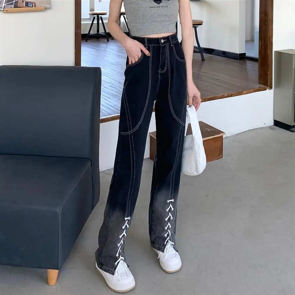 BTFG 2022 Autumn New Casual Fashion Gradient Korean Version of High Waist Strap Design Sense Straight Loose Slim Wide Leg Jeans
BTFG 2022 Autumn New Casual Fashion Gradient Korean Version of High Waist Strap Design Sense Straight Loose Slim Wide Leg Jeans